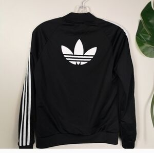Adidas Black Trefoil Track Jacket with White Stripes